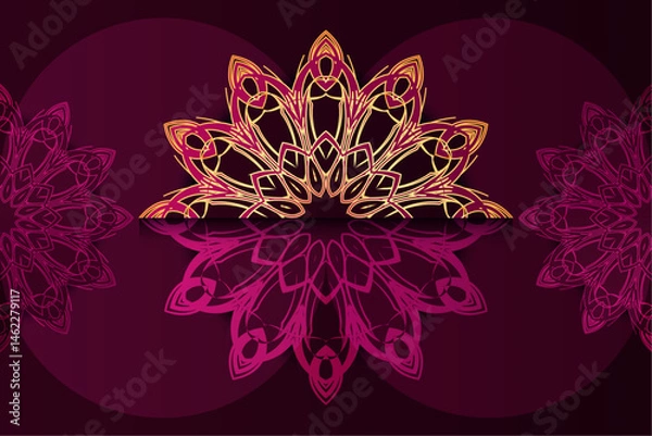 Fototapeta Abstract Mandala Style Pattern with Pink Red Color Scheme

