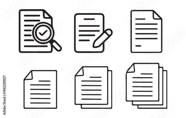 Fototapeta Set of two black and white document icons with page. Vector illustration eps 10