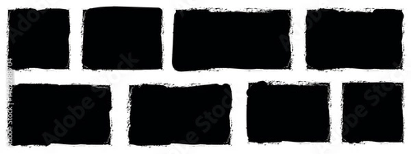 Fototapeta Set of paint brush grunge border frame. black grunge rectangles on a white background. Paint brush stamp collection. Vector brush rectangle grunge shape. eps 10