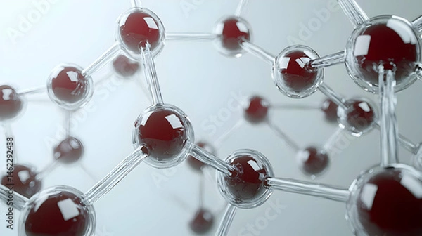 Fototapeta Abstract Molecular Structure Illustration In Light Gray Background
