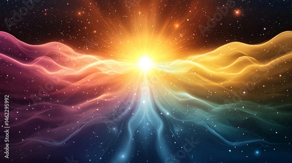 Obraz Ethereal light burst texture with vibrant colors and cosmic elements creates mesmerizing visual experience