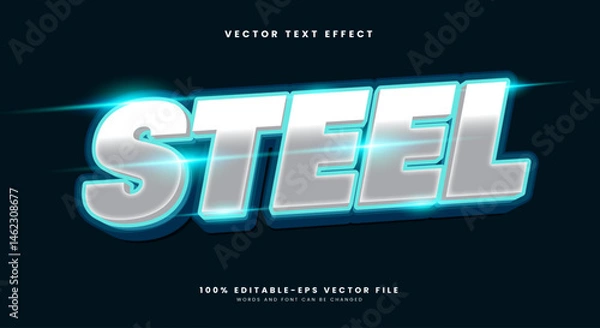 Fototapeta Steel 3d Metallic Style editable text effect Template