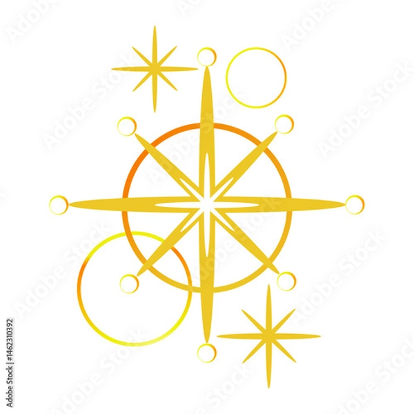 Fototapeta Minimalistic composition with stars in a mystical style. Vector illustration