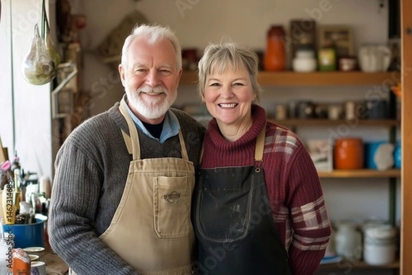 Fototapeta A retired couple who has set up their own business, generated AI