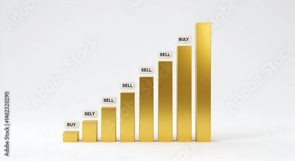 Obraz Growing Bar Chart with Upward Trend