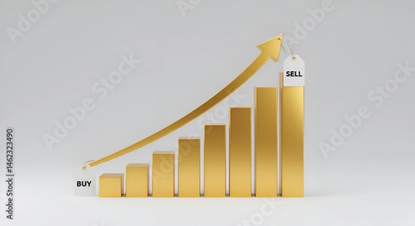Obraz Growing Bar Chart with Upward Trend