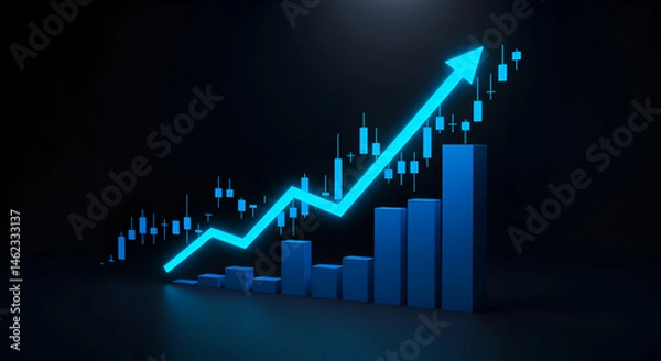 Obraz Business Growth with Increasing Graph