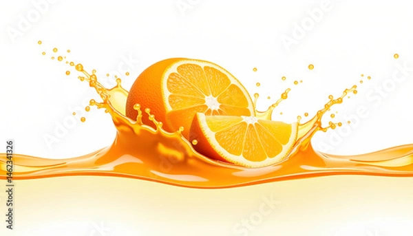 Obraz Refreshing Orange Juice Splash Isolated on White Background 