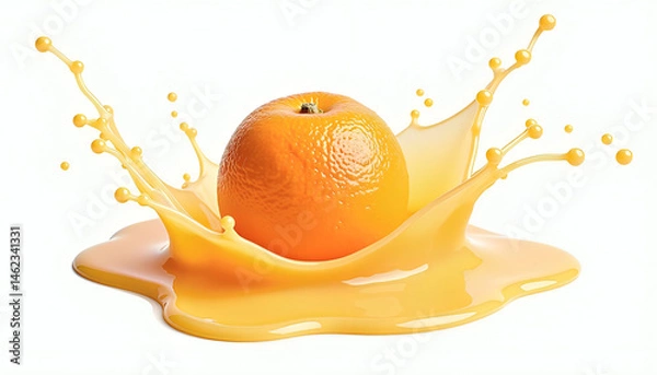 Obraz Refreshing Orange Juice Splash Isolated on White Background 