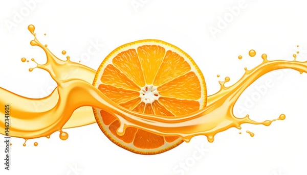 Obraz Refreshing Orange Juice Splash Isolated on White Background 
