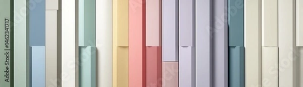 Obraz Colorful vertical panels in pastel shades, modern abstract design, white isolate background.