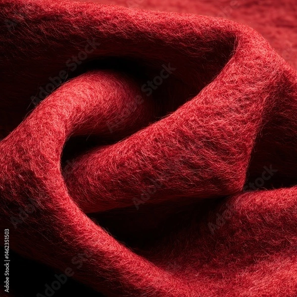 Fototapeta Close-up of soft, textured red fabric showing intricate weave patterns.