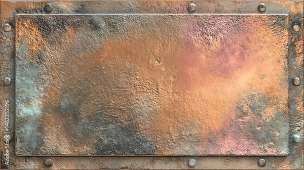 Obraz Textured metallic surface with rust and patina, isolated on white background.