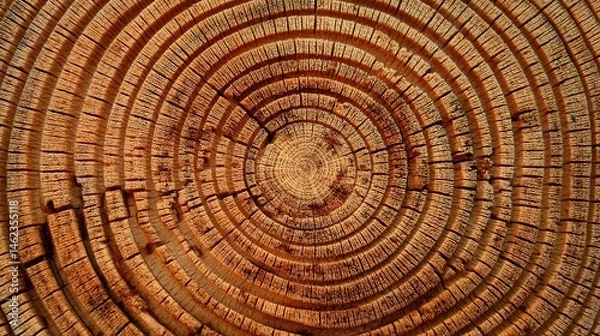 Obraz Close-up of tree rings showcasing natural wood texture on a white isolated background.