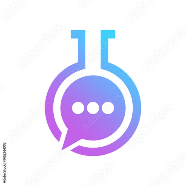 Fototapeta Friendly Science Chat: Abstract Education Tech Vector Logo