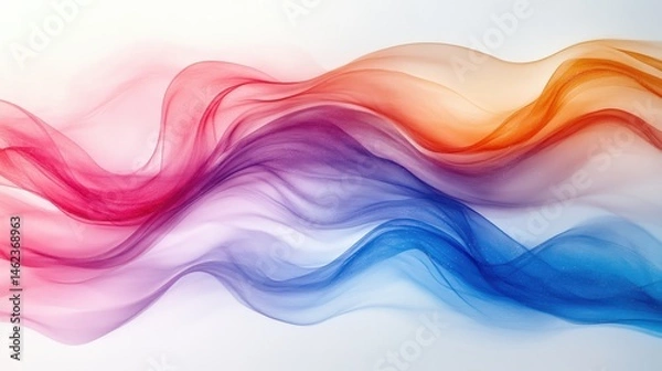 Fototapeta Colorful Flowing Waves of Semi-Transparent Fabric on White Background
