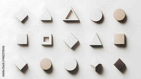 Obraz Geometric shapes arranged in a design on a light background.