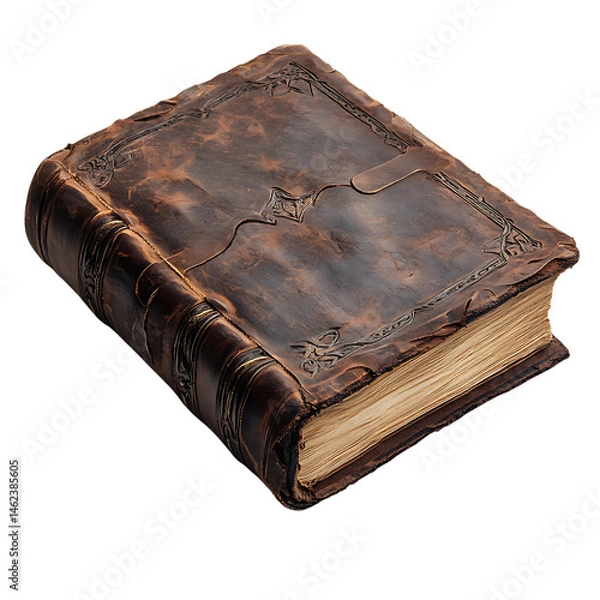 Fototapeta A Leather Bound Book of Prayers and Condolences Isolated on Transparent Background