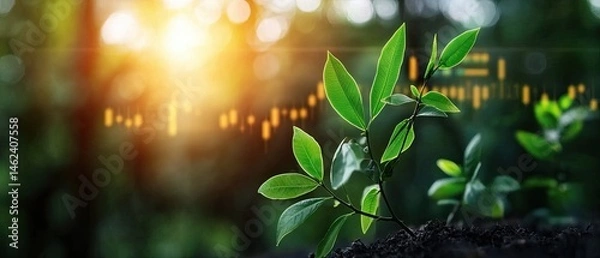 Fototapeta Conceptual of a carbon emissions trading market, enabling the exchange of carbon credits to incentivize green energy production and reduce environmental impact