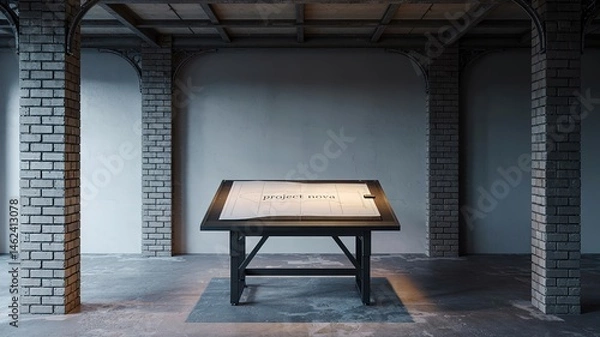 Fototapeta Industrial Loft Workspace with Drafting Table and Project Nova