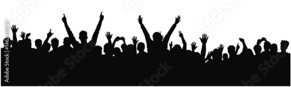 Obraz Applause crowd silhouette, cheerful people, cheering crowd at a concert 