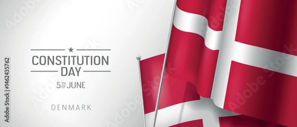 Fototapeta Denmark happy constitution day greeting card, banner vector illustration