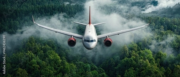 Fototapeta A commercial airplane experiences severe turbulence, prompting a challenging emergency landing procedure as the pilots work to safely guide the aircraft to the ground.
