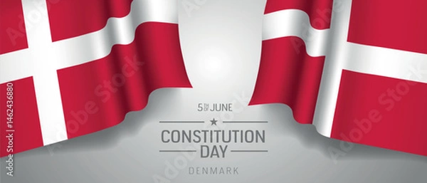Fototapeta Denmark happy constitution day greeting card, banner with template text vector illustration