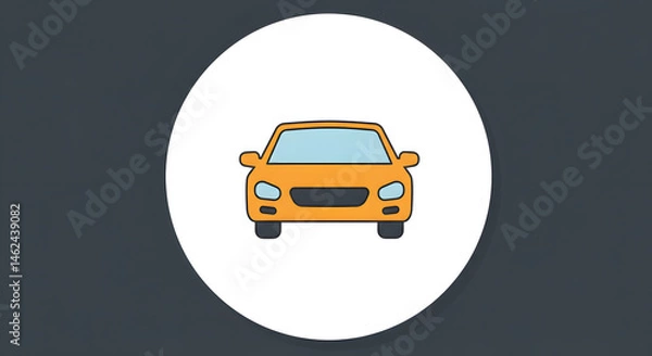 Fototapeta Orange Car Graphic on White Circle