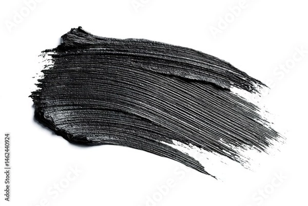 Obraz Close-Up of Black Mascara Brush Stroke Texture Isolated on Clean White Background

