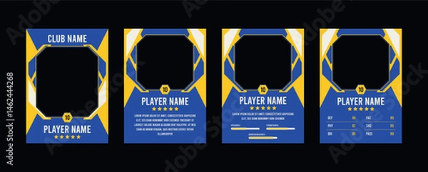 Fototapeta trading card template design for sports, picture frame for player performance, photo frame or border collection for hockey, basketball, and football sports flyer design, template eps 10.