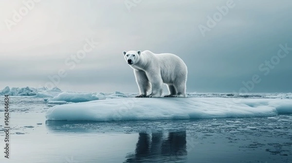 Fototapeta Polar Bear on Melting Ice: A Symbol of Climate Change