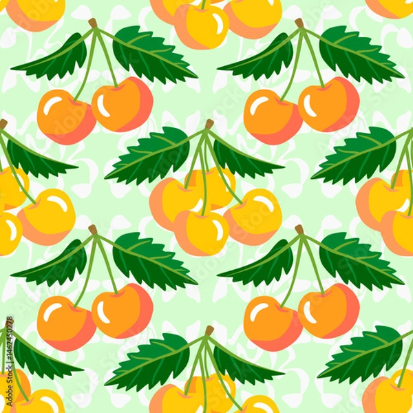 Obraz Vector - cherries ornament background seamless pattern.