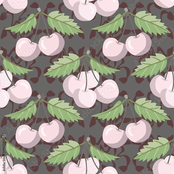 Obraz Vector - cherries ornament background seamless pattern.