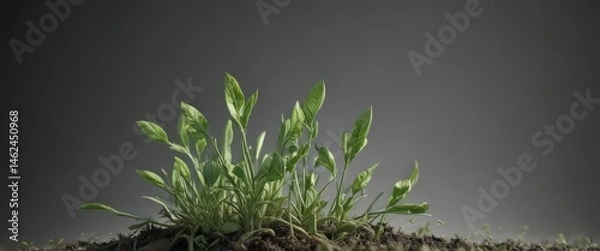 Obraz Soft, bright green shoots emerging, rich texture ,  field,  botany