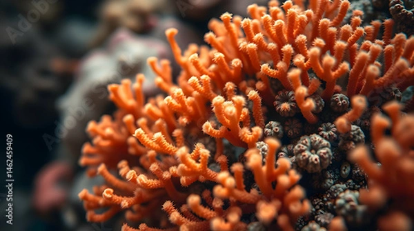 Fototapeta A vibrant reef filled with corals and colorful fish, use as background or wallpaper