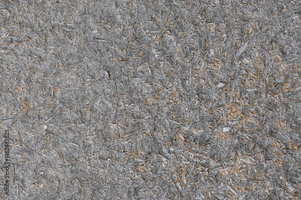Fototapeta Old natural aged weathered oriented strand board OSB chipboard textured background, grunge taupe grey horizontal pattern copy space, large detailed dark vertical rustic ruined wooden macro closeup