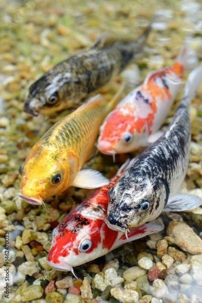 Fototapeta Colorful Koi Fish Swimming in Pond – National Koi Day