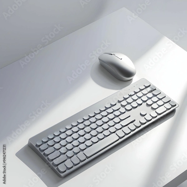 Obraz keyboard and mouse on a white background