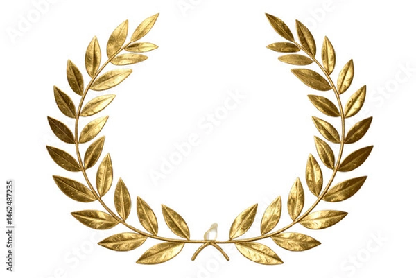 Fototapeta  Set of Gold laurel wreath, gold leaf crown with olive leaves on a transparent background
