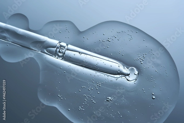 Fototapeta Anti-aging facial serum with a dropper on a blue background.