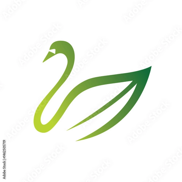 Obraz Minimal swan leaf silhouette logo green goose leaf vector symbol