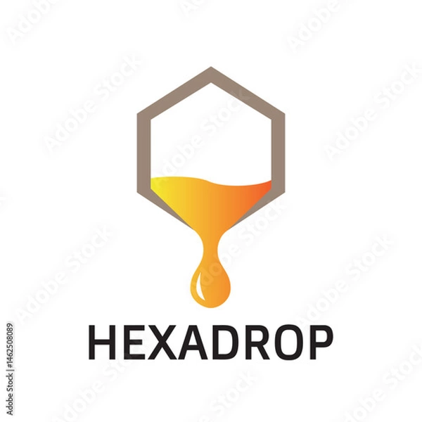 Obraz Minimal honey comb hexagon drip logo honey drop vector symbol icon
