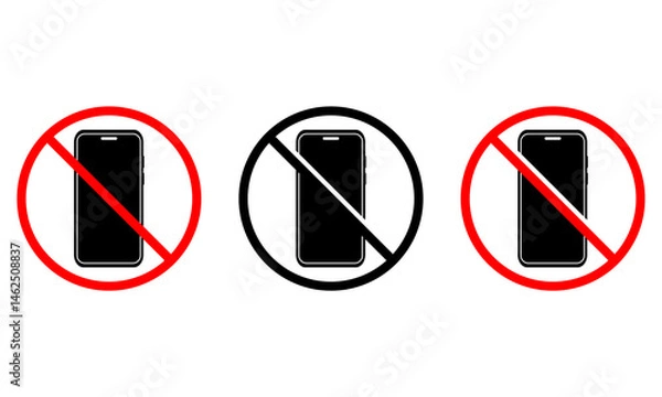 Obraz no phone allowed sign icon,  Set Of No Phone Allowed, Simple Icon Vector Design, best used for presentation, application, web and banner
