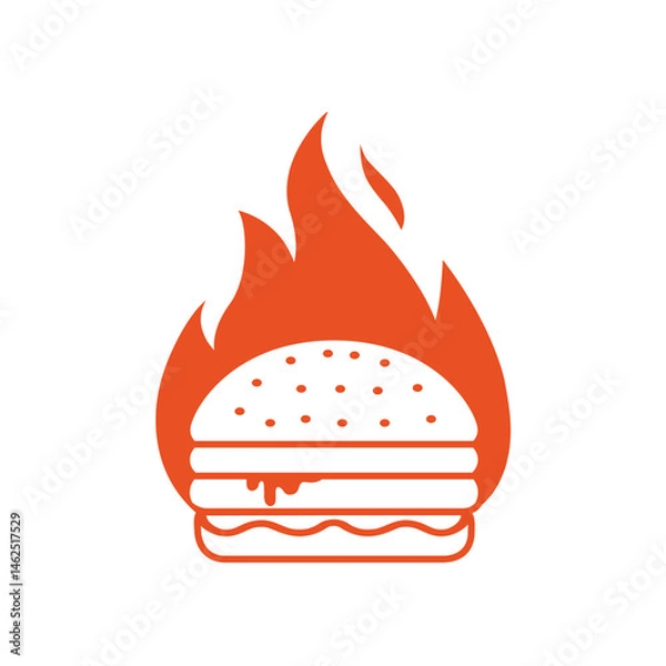 Obraz Modern burger flame logo vector symbol design icon