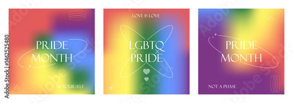 Obraz Set of Pride Month banners. LGBT colorful rainbow concept. Vector illustration