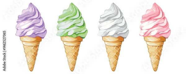 Obraz ice cream cone in watercolor illustration style, isolated vector on white background