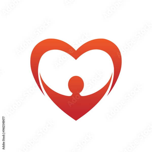 Obraz Happy people love logo abstract person heart vector symbol icon
