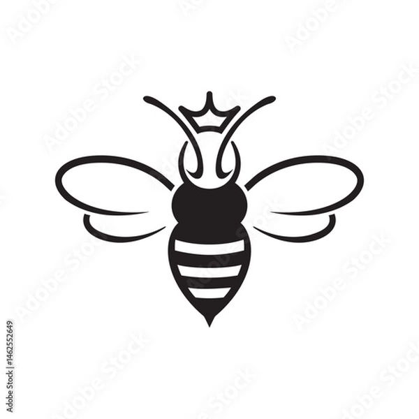Obraz Creative bee queen logo bee with crown vector symbol design icon
