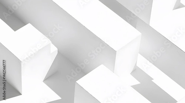 Fototapeta Abstract White Geometric Shapes Minimalist Architecture Background